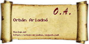 Orbán Ariadné névjegykártya